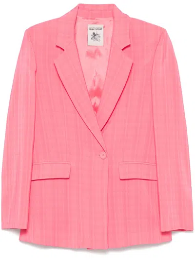 Semicouture Notched-lapels Blazer In Pink