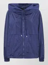 Semicouture Nylon Hooded Jacket Elastic Cuffs Design In Blue