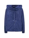 Semicouture Nylon Hooded Jacket Elastic Cuffs Design In Blue