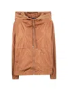 Semicouture Nylon K Way Hooded Jacket Drawstring Hem In Brown