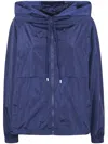 Semicouture Nylon Hooded Jacket Elastic Cuffs Design In Blue