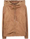 Semicouture Nylon K Way Hooded Jacket Drawstring Hem In Brown