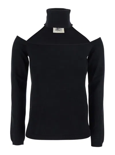 Semicouture Off Shoulder Knit Top In Black