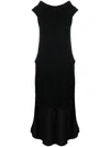 Semicouture Off-shoulder Wool Blend Maxi Dress In Black