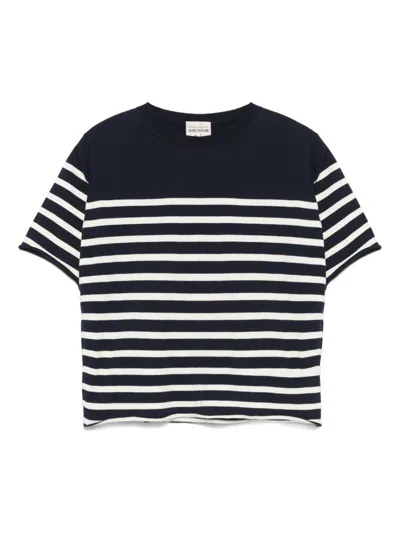 Semicouture Ombeline Striped Cotton Sweater In Blue