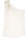 Semicouture One-shoulder Satin Top In Neutrals