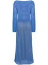 Semicouture Open-knit Cotton Maxi Dress In Blue