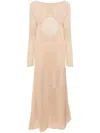 Semicouture Open-knit Cotton Maxi Dress In Neutrals