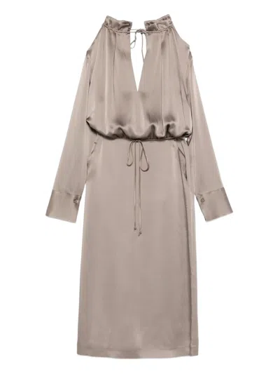 Semicouture Open-shoulder Dress In Neutral