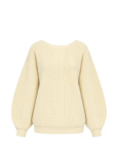 Semicouture Open-back Ribbed-knit Jumper In Neutral