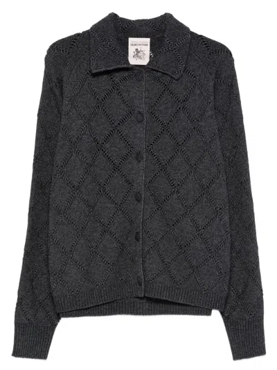 SEMICOUTURE OPENWORK COLLARED CARDIGAN