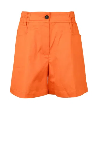 Semicouture Orange High-waisted Stretch Shorts