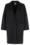 Semicouture Semi Couture Overcoat With Notched Collar In Black