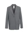 Semicouture Oversized Single-button Gray Blazer In Gray