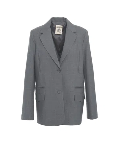 Semicouture Oversized Single-button Gray Blazer