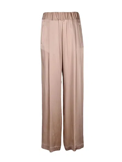 Semicouture Palazzo Pants Acetate Silk - Beige In Neutral