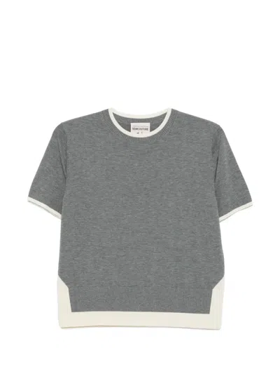 Semicouture Panelled-trim T-shirt In Gray