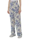 Semicouture Floral-print Trousers In Blue