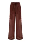 SEMICOUTURE RED-PURPLE COLOR PANTS WITH DRAWSTRING IN TECHNO FABRIC WOMAN