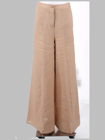 Semicouture Pantalone "kym" In Lino In Beige