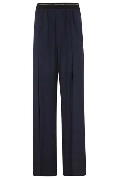 Semicouture Elastic Waist Casual Pants In Blue