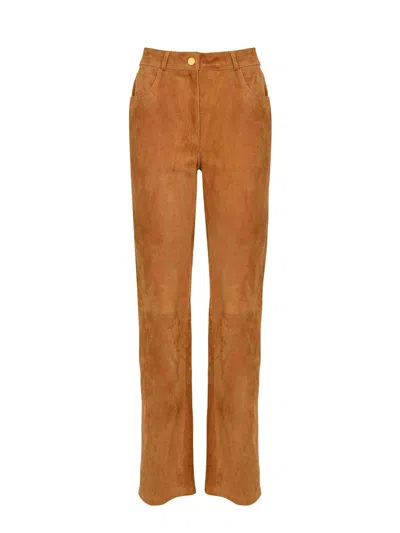 Semicouture Elsa Suede Trousers In Orange