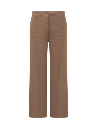Semicouture Pantaloni Trousers With Stretch Blend In Sand Storm