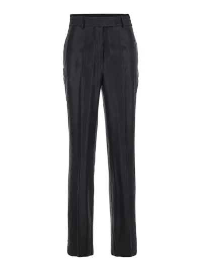 SEMICOUTURE BLACK PANTS WITH BELT LOOPS IN WOOL BLEND WOMAN