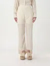 Semicouture Floral-embroidered Straight Trousers In Cream