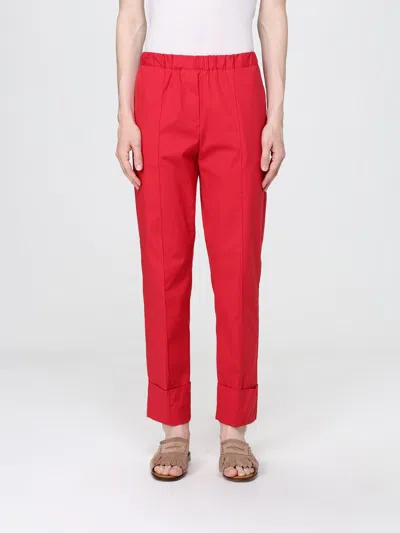 Semicouture Romana Cotton Poplin Trousers In Red