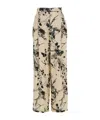 Semicouture 'edwina' White And Black Pants With All-over Floral Motif In Nude