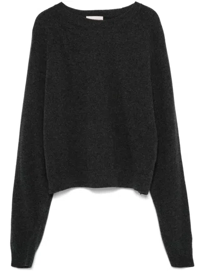 Semicouture Drop-shoulder Open-knit Jumper In Black