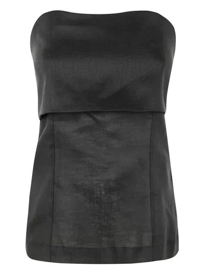 Semicouture Structured Strapless Fit Top In Black