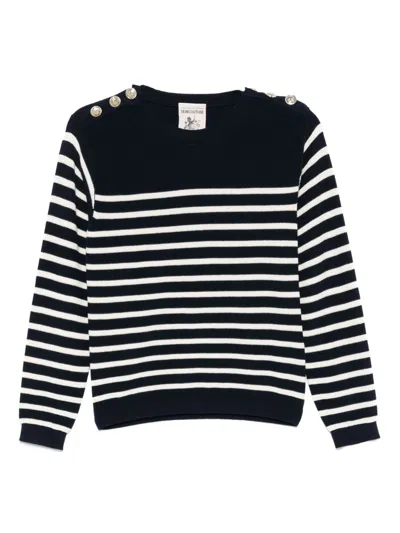 Semicouture Perla Striped Cotton Jumper In Blue