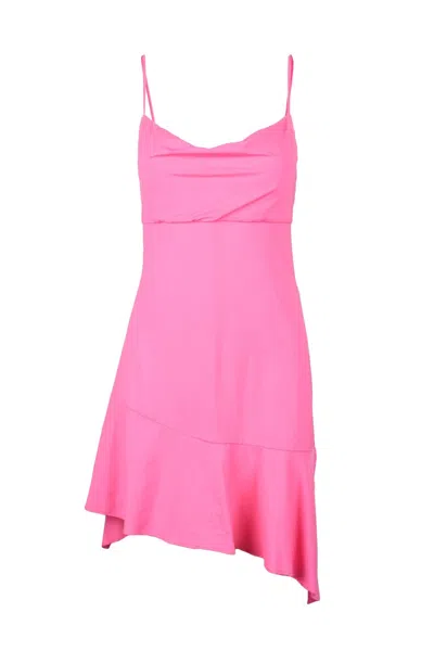Semicouture Pink Asymmetrical Polyamide Mini Dress