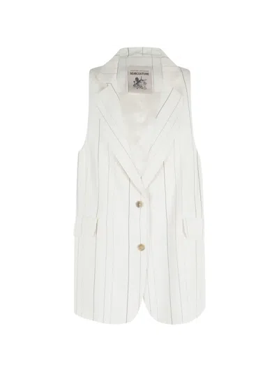 Semicouture Pinstripe Buttoned Waistcoat In White
