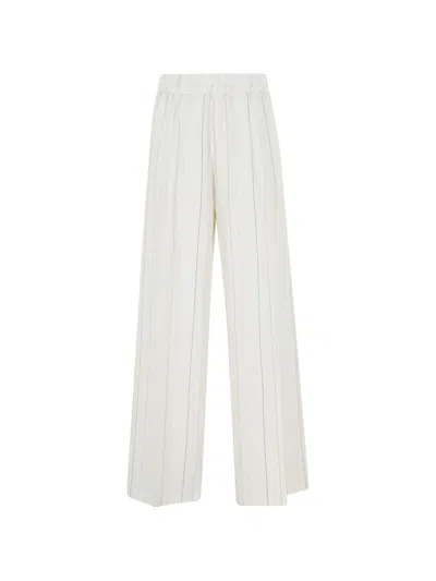 Semicouture Pinstripe Trousers In White