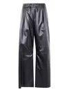 Semicouture Wide Leg Faux Leather Trousers In Black