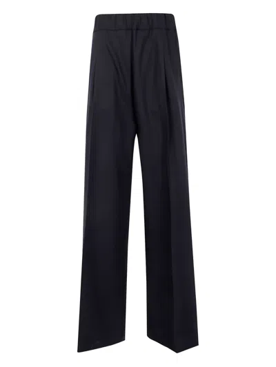 Semicouture Wide Leg Trousers Elastic Waistband In Black