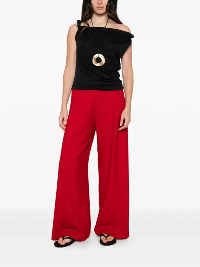 Semicouture Pleat-detail Wide-leg Trousers In Red