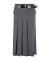 Semicouture Semi Couture Pleated Midi Skirt In Gray