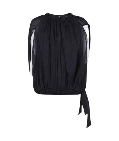 Semicouture Pleated Blouse In Blue