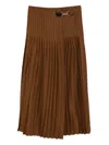 Semicouture Pleated Buckle-detail Midi Skirt In Brown