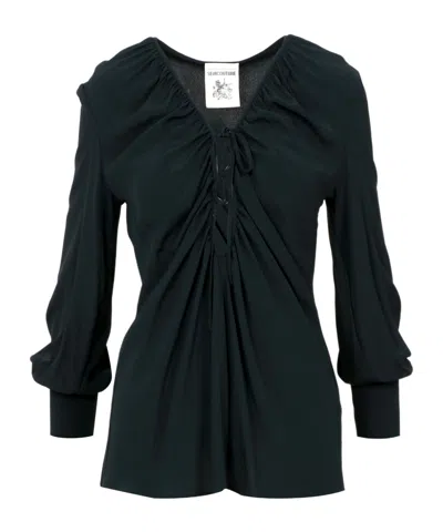 Semicouture Pleated Detail Blouse In Blue
