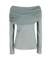 Semicouture Dew-toned Semi Couture Blouse With Off-shoulder Design In Green
