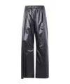 Semicouture Wide Leg Faux Leather Trousers In Black