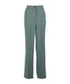 Semicouture Blue Trousers With Elastic Waist And Front Pleats In Fabric Woman In Green