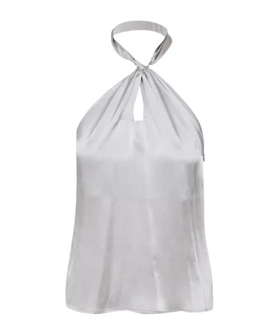 Semicouture Pleated Halterneck Tank Top In Gray
