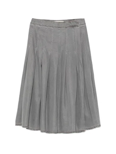Semicouture Pleated Mid Skirt In Gray