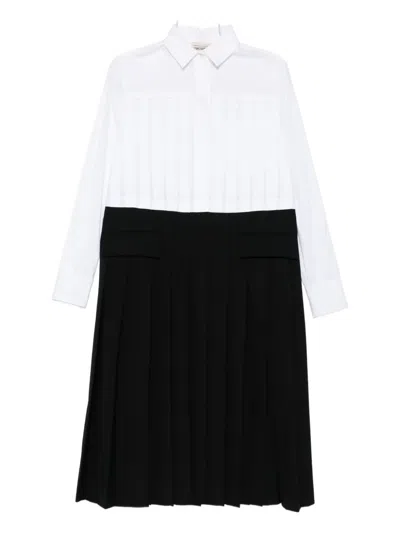 Semicouture Pleated Midi Dress In Black
